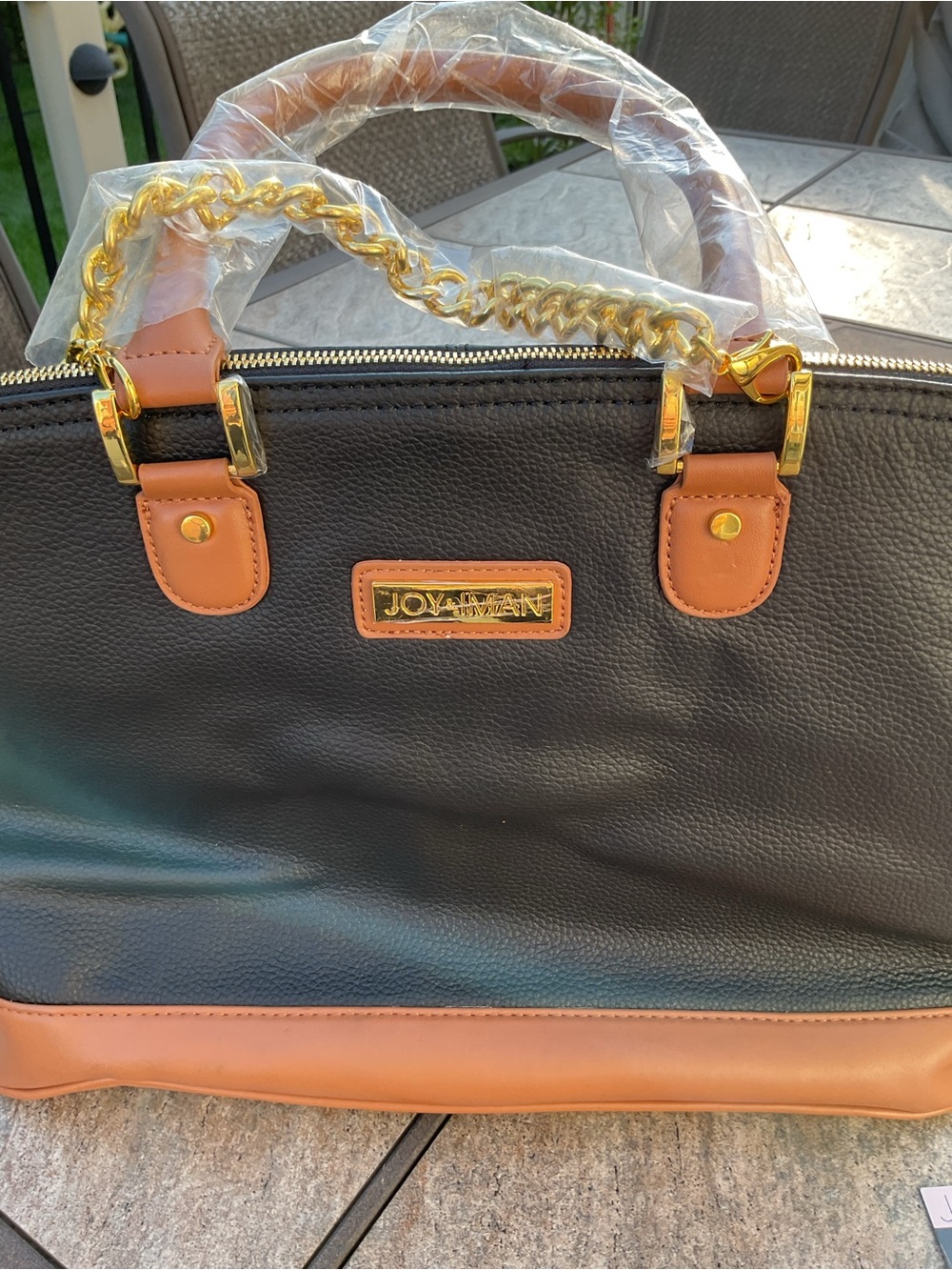 Joy & Iman black pebble leather satchel NWT - Picture 2 of 12